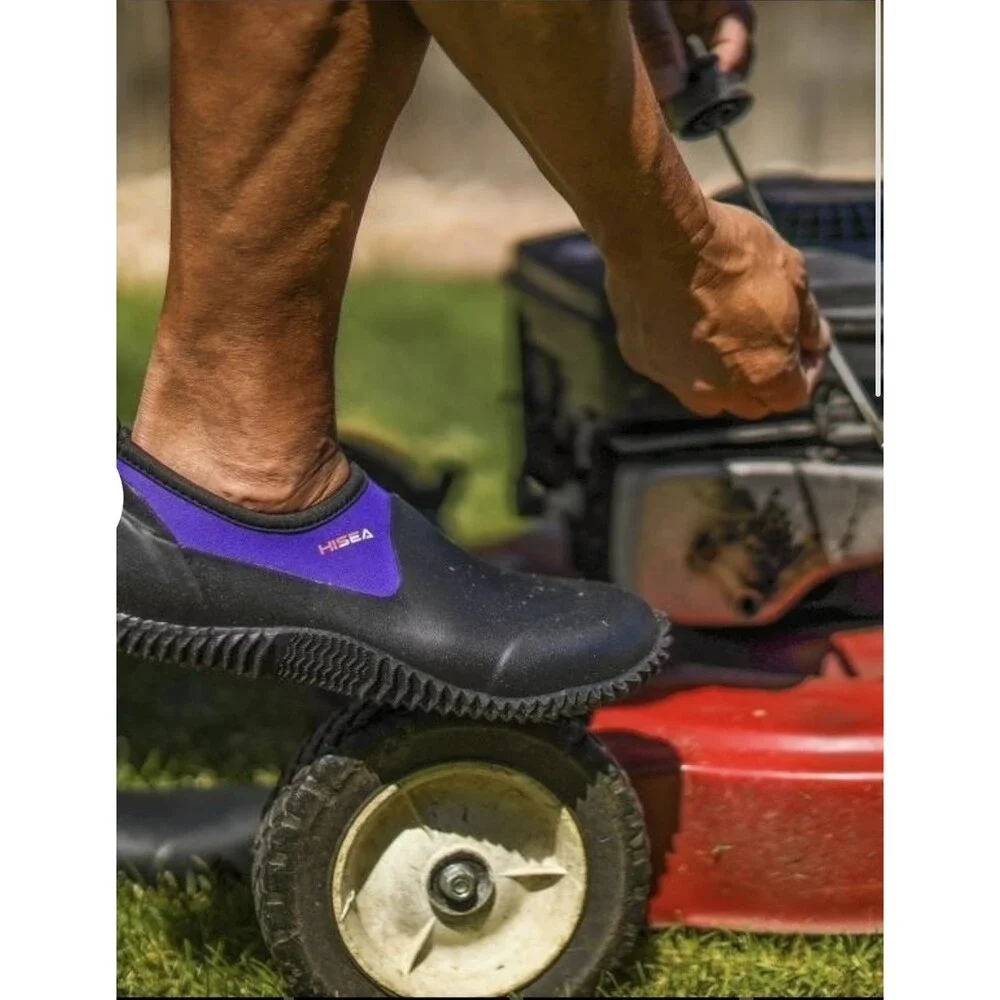HISEA Unisex Garden Shoes Waterproof Anti-Slip Ankle Farm Yard Rubber Rain Boot